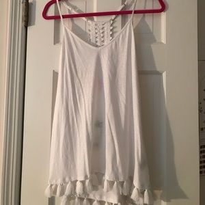 White lily shirt with fringe